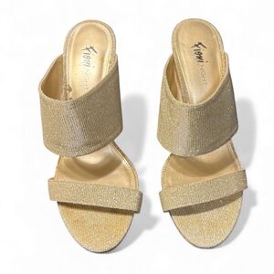 Fiona Elegant Night Gold Sparkle Open Toe Heel Sandals